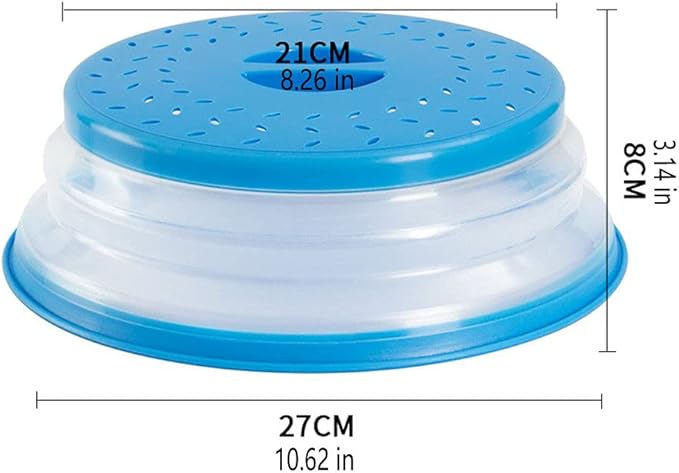 Collapsible Microwave Splatter Cover, 10.5 Inch, Microwave Plate Cover With Steam Vent (Light grey)