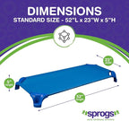 Sprogs Heavy-Duty Stackable Standard Size 52"L Daycare Cots for Kids and Toddlers, Stacking Preschool Classroom Kids Cots for Sleeping, Resting, Naptime, Pack of 6, Blue