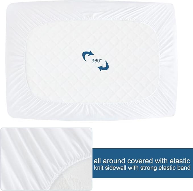 10 Pack Mattress Protector Twin Waterproof Mattress Topper Pad Cover Bed Sheets Fitted up - 14" Soft & Breathable Terry, Noiseless & Machine Washable Mattress Protector