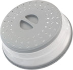 Collapsible Microwave Splatter Cover, 10.5 Inch, Microwave Plate Cover With Steam Vent (Light grey)