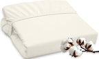 ROYALE LINENS 300 Thread Count 100% Long Staple Combed Cotton Fitted Sheet California King - Super Soft Deep Pocket Bottom Sheet - Fitted Sheets Only - Elastic Sheets (Cal King, Cream)