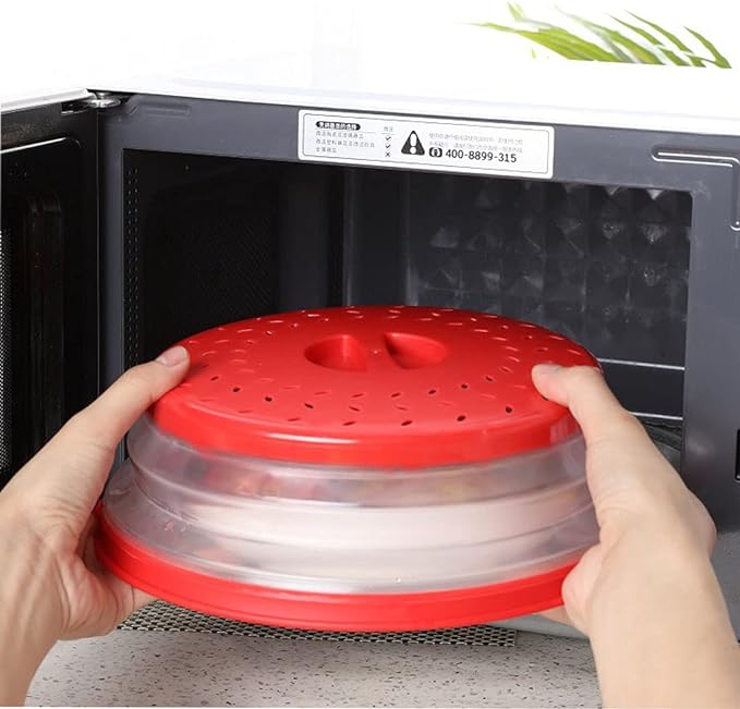 Collapsible Microwave Splatter Cover, 10.5 Inch, Microwave Plate Cover With Steam Vent (green)