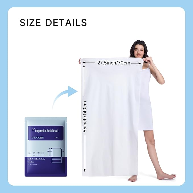 10 PCS Disposable Bath Towels, Large Disposable Towel Tablets Disposable Towels Portable Thick Paper Towel Reusable Suitable for Hiking Camping Sports Swimming and Traveling, 55.1 x 27.5 Inches