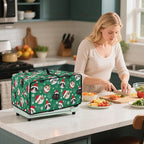 Christmas Decorations Countertop Convection Oven Cover Dust-Proof Toaster Oven Cover with Pockets, Countertop Convection Oven Protector, L, Christmas Hat Cat Paw Snowflake Green
