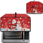 Christmas Toaster Oven Dust Cover Dustproof Smart Oven Air Fryer Microwave Cover with Side Pockets, Electric Appliance Protector for Kitchen, L, Santa Claus Snowman Candy Cane Red