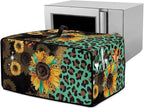 Toaster Oven Protective Cover with Side Pockets, Dustproof Smart Microwave Oven Protector for Kitchen Countertop, L, 18.5 x 22.5 x 13 Inches, Sunflower Leopard Print