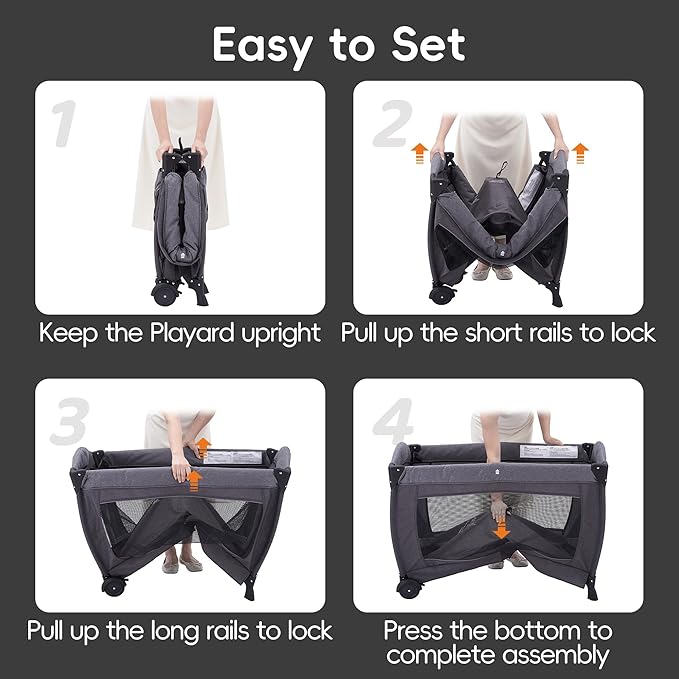 Pamo Babe Portable Playpen Foldable Playard for Baby and Toddler Mattress, Changing Table for Newborn Portable Playard