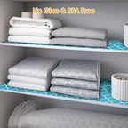 Shelf and Drawer Liner for Kitchen Cabinets Non-Adhesive, Strong Grip Non-Slip Thickened Cabinet Liners for Shelves, Waterproof Mats for Dresser Cupboard, Green/White, 12 in x 10 Feet