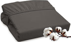 ROYALE LINENS 300 Thread Count 100% Long Staple Combed Cotton Fitted Sheet Twin - Super Soft Deep Pocket Bottom Sheet - Fitted Sheets Only - Elastic Sheets (Twin, Grey)