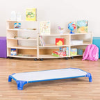 Sprogs Heavy-Duty Stackable Standard Size 52"L Daycare Cots for Kids and Toddlers, Stacking Preschool Classroom Kids Cots for Sleeping, Resting, Naptime, Pack of 6, Blue