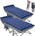 ABORON Camping Cot for Adult 28" Extra Wide, 2PK Heavy-Duty 1200D Oxford Cot for Sleeping, Portable Folding Camp Bed with Mat & Carry Bag