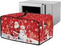 Christmas Toaster Oven Dust Cover Dustproof Smart Oven Air Fryer Microwave Cover with Side Pockets, Electric Appliance Protector for Kitchen, L, Santa Claus Snowman Candy Cane Red