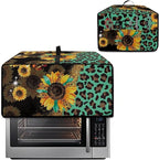 Toaster Oven Protective Cover with Side Pockets, Dustproof Smart Microwave Oven Protector for Kitchen Countertop, L, 18.5 x 22.5 x 13 Inches, Sunflower Leopard Print