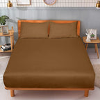 ROYALE LINENS 300 Thread Count 100% Long Staple Combed Cotton Fitted Sheet Twin XL - Super Soft Deep Pocket Bottom Sheet - Fitted Sheets Only - Elastic Sheets (Twin XL, Chocolate)