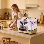 Air Fryer Toaster Oven Dust Cover Washable Fabric Convection Oven Protector with Storage Pockets, S, 14.5 x 18.5 x 9 Inches, Cow Pink Flower Pattern