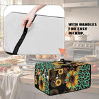 Toaster Oven Protective Cover with Side Pockets, Dustproof Smart Microwave Oven Protector for Kitchen Countertop, L, 18.5 x 22.5 x 13 Inches, Sunflower Leopard Print