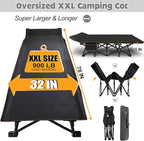 ABORON 2PK XXL Camping Cot for Adults 900LBS - 78"×32" Oversized Folding Bed with Mattress Pad, Heavy Duty 1200D Oxford Outdoor Cot with Carry Bag