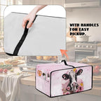 Air Fryer Toaster Oven Dust Cover Washable Fabric Convection Oven Protector with Storage Pockets, S, 14.5 x 18.5 x 9 Inches, Cow Pink Flower Pattern