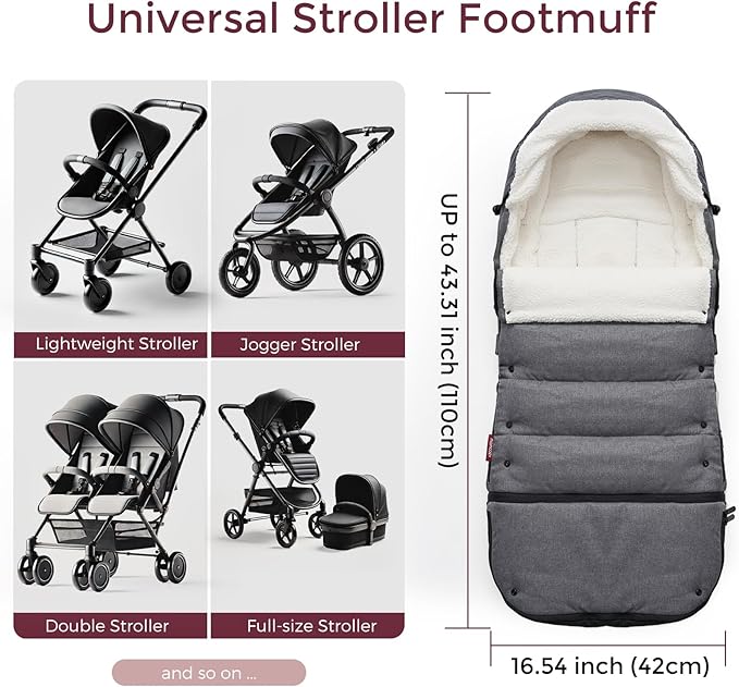 Momcozy Stroller Footmuff | Universal, Weather-Proof, Warm Stroller Bunting Bag | Extendable Winter Cover | Adjustable Buckle
