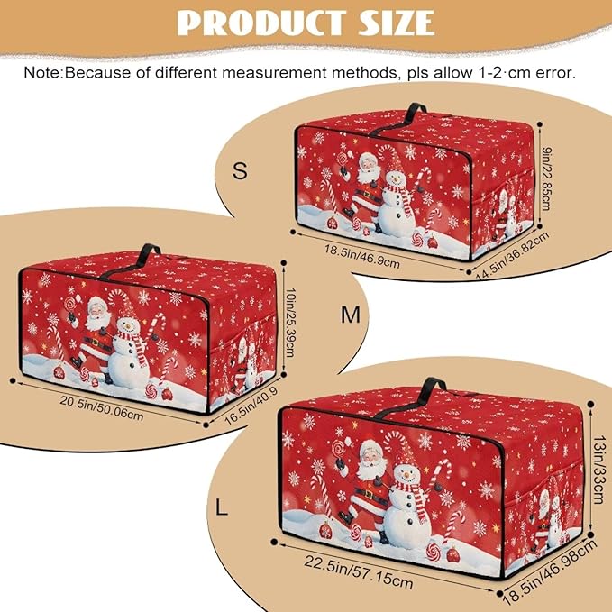Christmas Toaster Oven Dust Cover Dustproof Smart Oven Air Fryer Microwave Cover with Side Pockets, Electric Appliance Protector for Kitchen, L, Santa Claus Snowman Candy Cane Red
