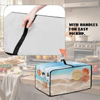 Toaster Oven Dust Cover Protective Microwave Oven Cover with Pockets, Small Appliance Decor for Kitchen Countertop, M, Beach Seashell
