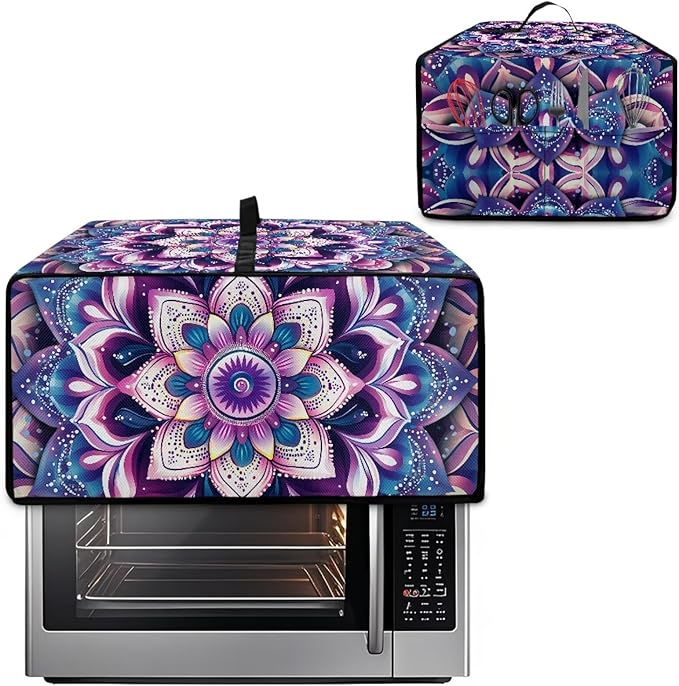 Countertop Convection Oven Cover Dust Protection Air Fryer Toaster Oven Covers with Side Pockets, for Home Kitchen Decor, M, 16.5 x 20.5 x 10 Inches, Violet Boho Floral