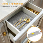 Shelf and Drawer Liner for Kitchen Cabinets Non-Adhesive, Strong Grip Non-Slip Thickened Cabinet Liners for Shelves, Waterproof Mats for Dresser Cupboard, Gray, 17 in x 10 Feet