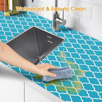 Shelf and Drawer Liner for Kitchen Cabinets Non-Adhesive, Strong Grip Non-Slip Thickened Cabinet Liners for Shelves, Waterproof Mats for Dresser Cupboard, Green/White, 12 in x 10 Feet