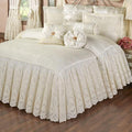 Cameo Lace Luxury Washable Polyester Bedding Set | Vintage Elegant | Pearl | Scroll Leaf Floral Cameo Quilting Embroidered | Set of Three: Full Bedspread and Two Standard Shams