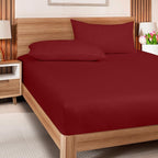 ROYALE LINENS 300 Thread Count 100% Long Staple Combed Cotton Fitted Sheet California King - Super Soft Deep Pocket Bottom Sheet - Fitted Sheets Only - Elastic Sheets (Cal King, Red)