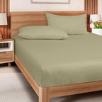 ROYALE LINENS 300 Thread Count 100% Long Staple Combed Cotton Fitted Sheet Twin - Super Soft Deep Pocket Bottom Sheet - Fitted Sheets Only - Elastic Sheets (Twin, Sage Green)