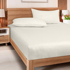 ROYALE LINENS 300 Thread Count 100% Long Staple Combed Cotton Fitted Sheet California King - Super Soft Deep Pocket Bottom Sheet - Fitted Sheets Only - Elastic Sheets (Cal King, Cream)