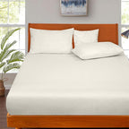ROYALE LINENS 300 Thread Count 100% Long Staple Combed Cotton Fitted Sheet California King - Super Soft Deep Pocket Bottom Sheet - Fitted Sheets Only - Elastic Sheets (Cal King, Cream)
