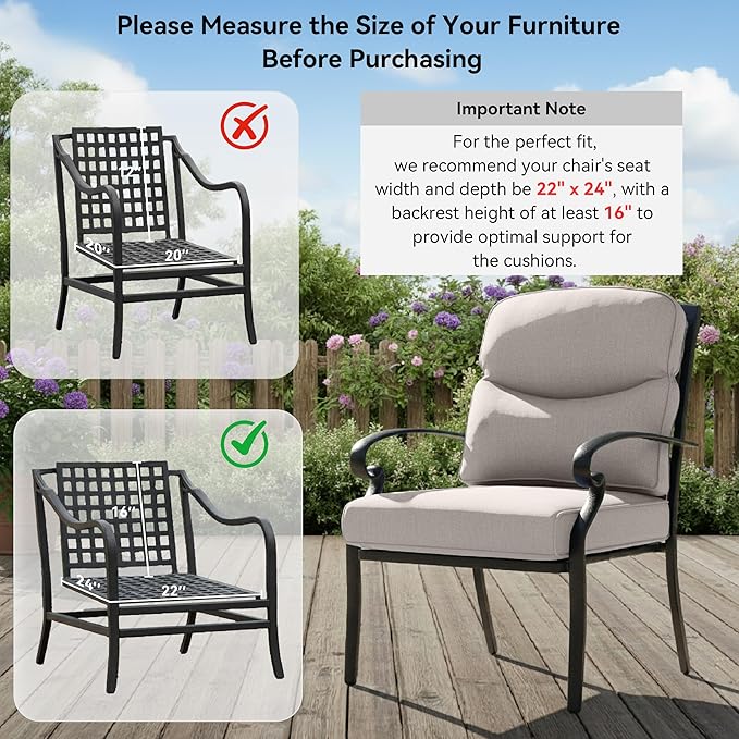 10-Piece Outdoor Patio Cushion Set - Fade & Water Resistant with Removable Olefin Cover, 22x24x4 Inch Memory Foam Cushions for Wicker Sectional Sofa – Beige/Crescent