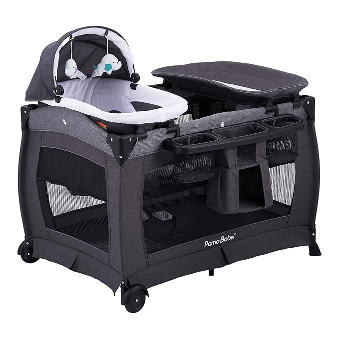 Pamo Babe Portable Playpen Foldable Playard for Baby and Toddler Mattress, Changing Table for Newborn Portable Playard