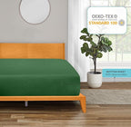 ROYALE LINENS 300 Thread Count 100% Long Staple Combed Cotton Fitted Sheet Queen - Super Soft Deep Pocket Bottom Sheet - Fitted Sheets Only - Elastic Sheets (Queen, Hunter Green)