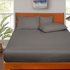 ROYALE LINENS 300 Thread Count 100% Long Staple Combed Cotton Fitted Sheet Twin - Super Soft Deep Pocket Bottom Sheet - Fitted Sheets Only - Elastic Sheets (Twin, Grey)