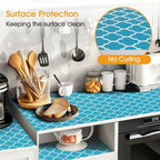 Shelf and Drawer Liner for Kitchen Cabinets Non-Adhesive, Strong Grip Non-Slip Thickened Cabinet Liners for Shelves, Waterproof Mats for Dresser Cupboard, Green/White, 12 in x 10 Feet