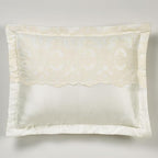 Cameo Lace Luxury Washable Polyester Bedding Set | Vintage Elegant | Pearl | Scroll Leaf Floral Cameo Quilting Embroidered | Set of Three: Full Bedspread and Two Standard Shams