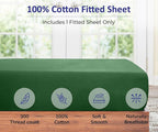 ROYALE LINENS 300 Thread Count 100% Long Staple Combed Cotton Fitted Sheet Queen - Super Soft Deep Pocket Bottom Sheet - Fitted Sheets Only - Elastic Sheets (Queen, Hunter Green)