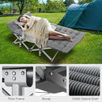 ABORON Camping Cot for Adult 28" Extra Wide, 2PK Heavy-Duty 1200D Oxford Cot for Sleeping, Portable Folding Camp Bed with Mat & Carry Bag