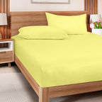 ROYALE LINENS 300 Thread Count 100% Long Staple Combed Cotton Fitted Sheet King - Super Soft Deep Pocket Bottom Sheet - Fitted Sheets Only - Elastic Sheets (King, Yellow)