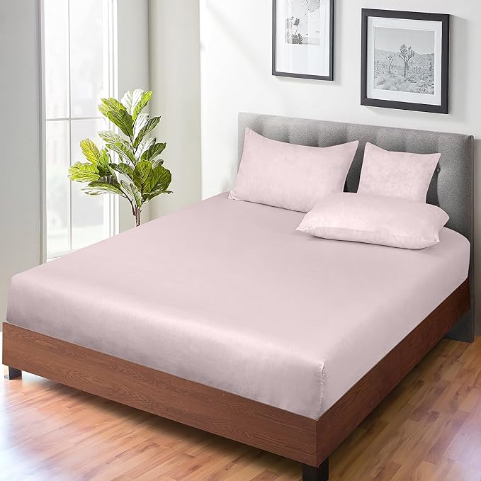 ROYALE LINENS 300 Thread Count 100% Long Staple Combed Cotton Fitted Sheet King - Super Soft Deep Pocket Bottom Sheet - Fitted Sheets Only - Elastic Sheets (King, Lavender)