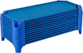Sprogs Deluxe Heavy Duty Toddler 40"L Stackable Daycare Cot with Easy Lift Corners Cots for Preschool Kids Sleeping, Resting, and Naptime, SPG-16134-18PK, Blue (Pack of 18)