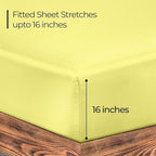 ROYALE LINENS 300 Thread Count 100% Long Staple Combed Cotton Fitted Sheet King - Super Soft Deep Pocket Bottom Sheet - Fitted Sheets Only - Elastic Sheets (King, Yellow)