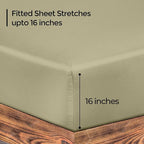 ROYALE LINENS 300 Thread Count 100% Long Staple Combed Cotton Fitted Sheet Twin - Super Soft Deep Pocket Bottom Sheet - Fitted Sheets Only - Elastic Sheets (Twin, Sage Green)