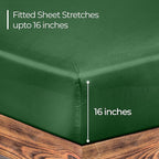 ROYALE LINENS 300 Thread Count 100% Long Staple Combed Cotton Fitted Sheet Queen - Super Soft Deep Pocket Bottom Sheet - Fitted Sheets Only - Elastic Sheets (Queen, Hunter Green)